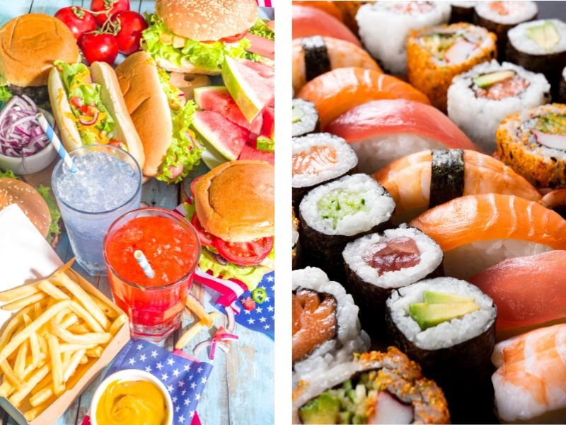 American and Japanese food image