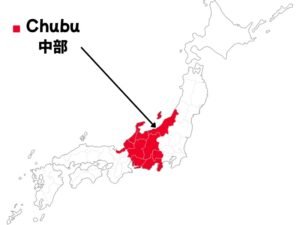 Chubu area map Japan