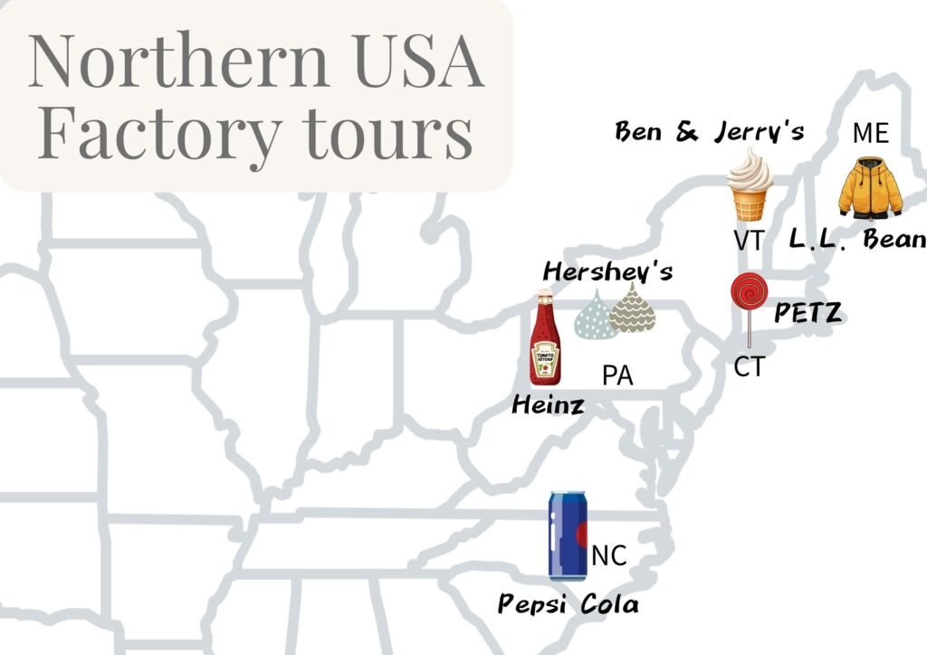 Factory tour Northern USA picture map