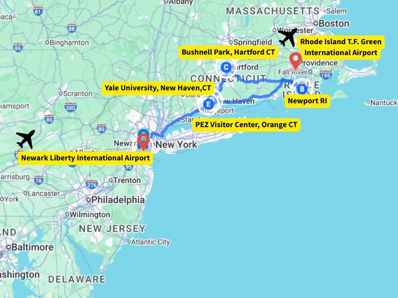 Rhode Island Trip Map